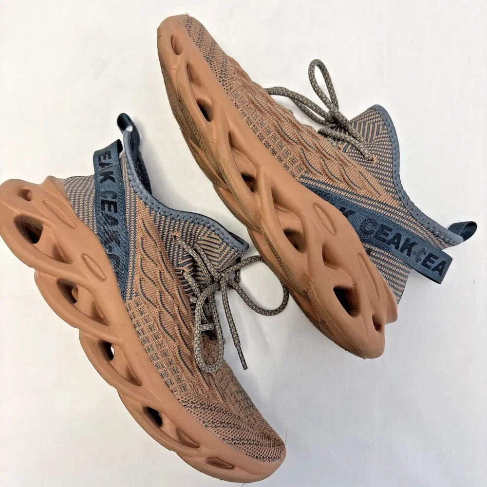 Unbranded CEAK Knit Sneakers Tan Brown Sculpted Sole Streetwear Size 9 women